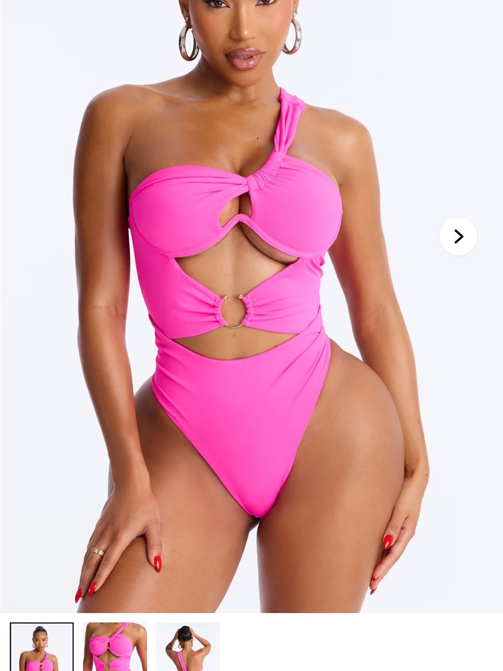 Fashion Nova Hot Pink One-Shoulder Cutout Kids Swim One-Piece